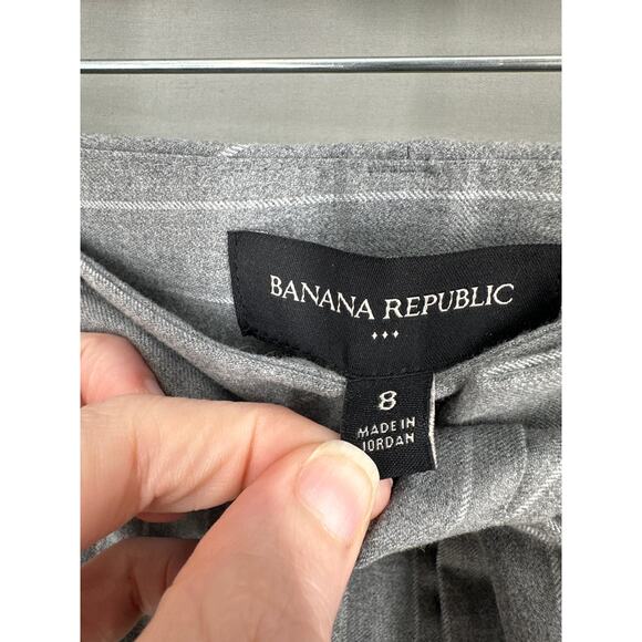 Banana Republic Pants Womens 8 Grey Pinstripes Trouser Pleated Cuffed High Rise - Picture 2 of 11